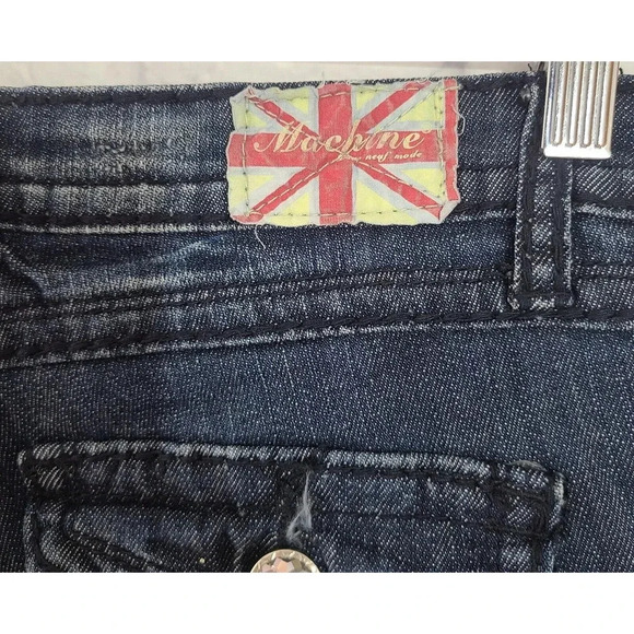 Machine Denim Jeans Women's Size 27 Dark Wash Distressed Embroidered - Picture 8 of 11